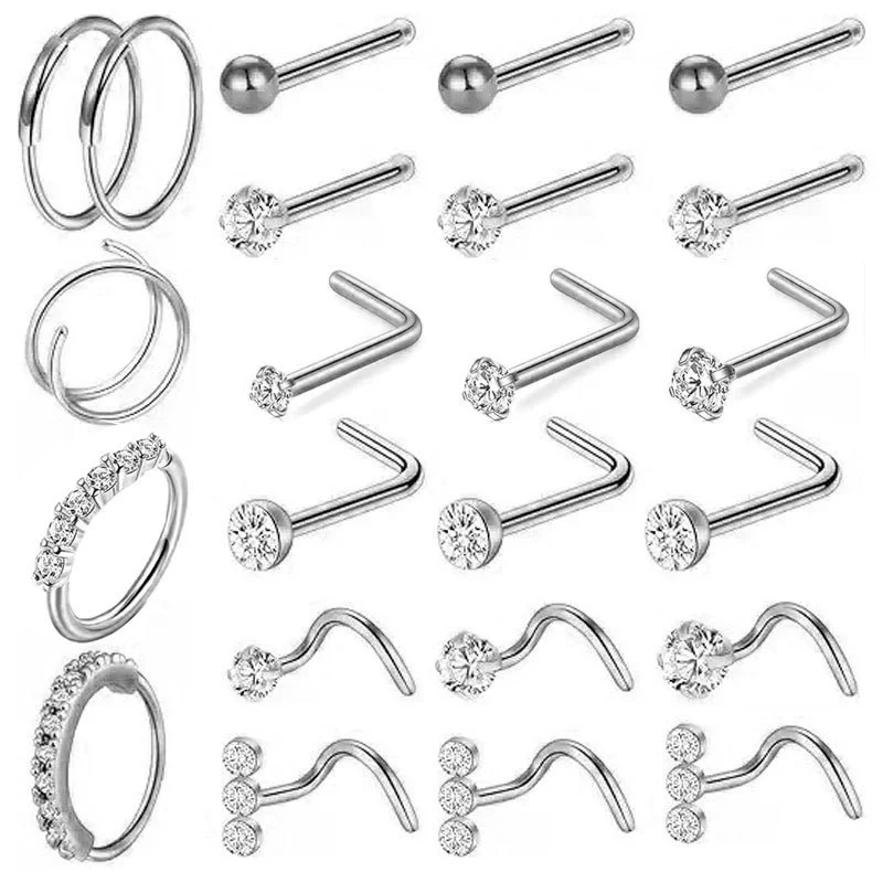 Wholesale Body Piercing Accessories Stainless Steel Geometric Nose Nail Jewelry Set With Electroplating - Image 11