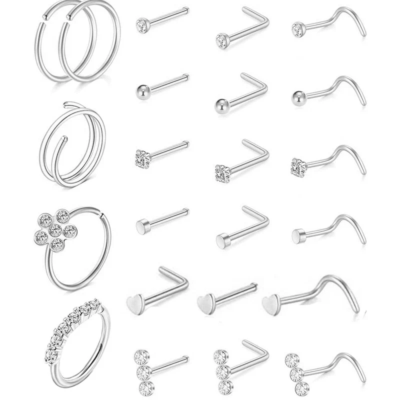Wholesale Body Piercing Accessories Stainless Steel Geometric Nose Nail Jewelry Set With Electroplating - Image 2
