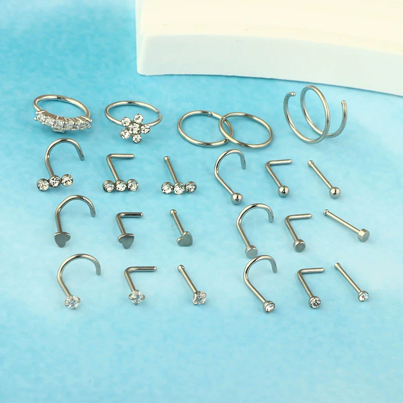 Wholesale Body Piercing Accessories Stainless Steel Geometric Nose Nail Jewelry Set With Electroplating - Image 4
