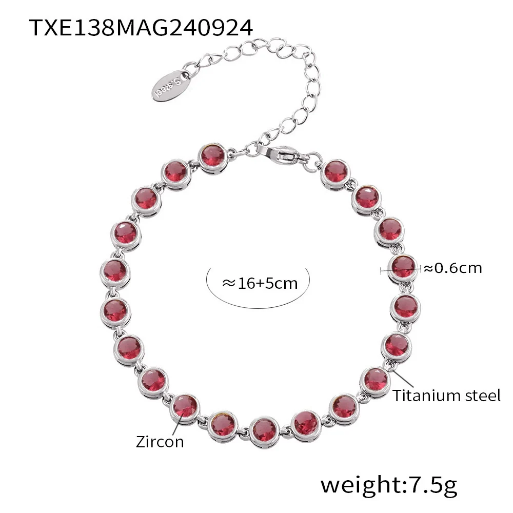 Wholesale Bohemian Colorful Round Bead Zircon Titanium Steel 18K Gold Pvd Plated Necklace Bracelet Jewelry For Women - Image 18