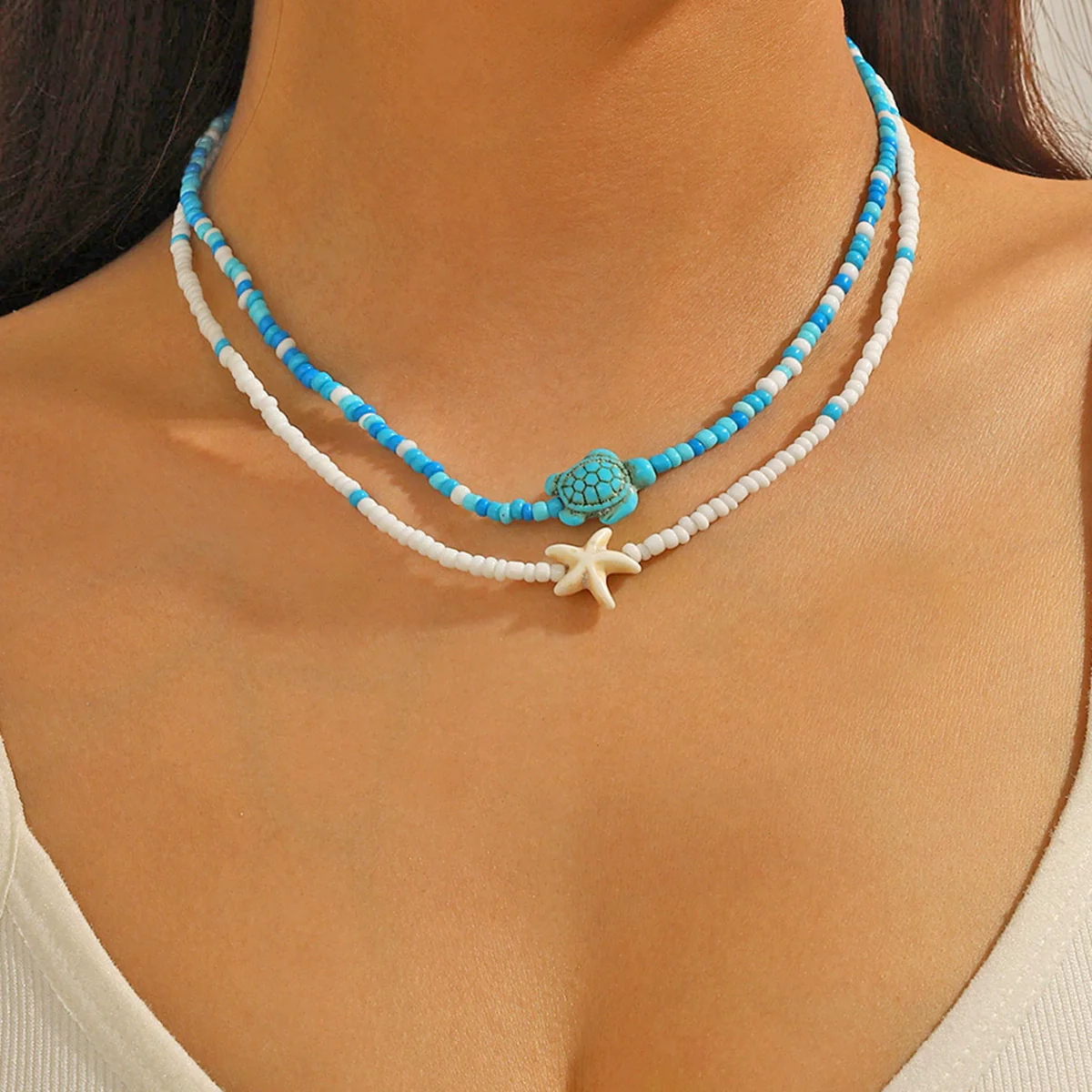 Wholesale Bohemian Shell Beaded Necklace With Star And Geometric Patterns Handmade - Image 2