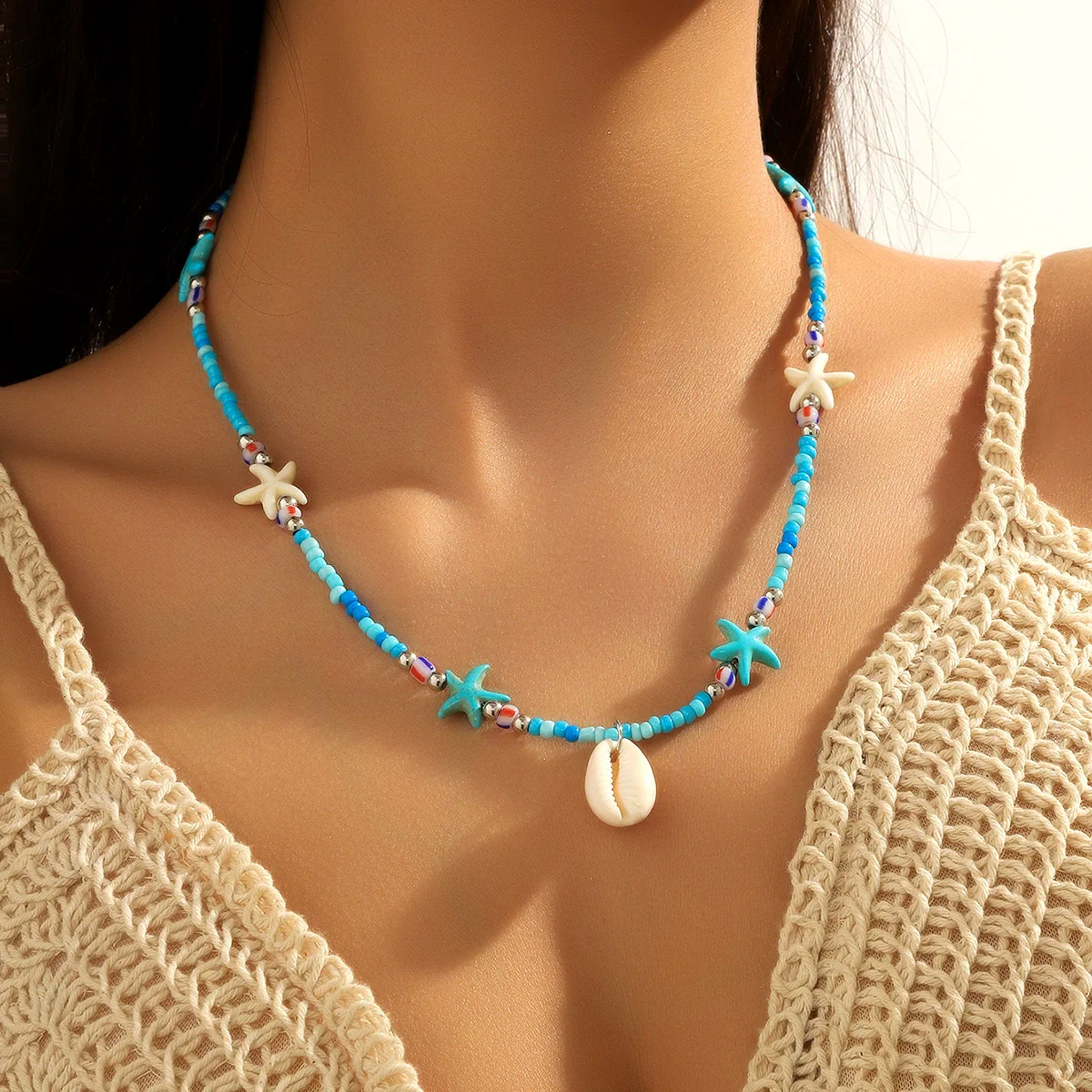 Wholesale Bohemian Shell Beaded Necklace With Star And Geometric Patterns Handmade - Image 3