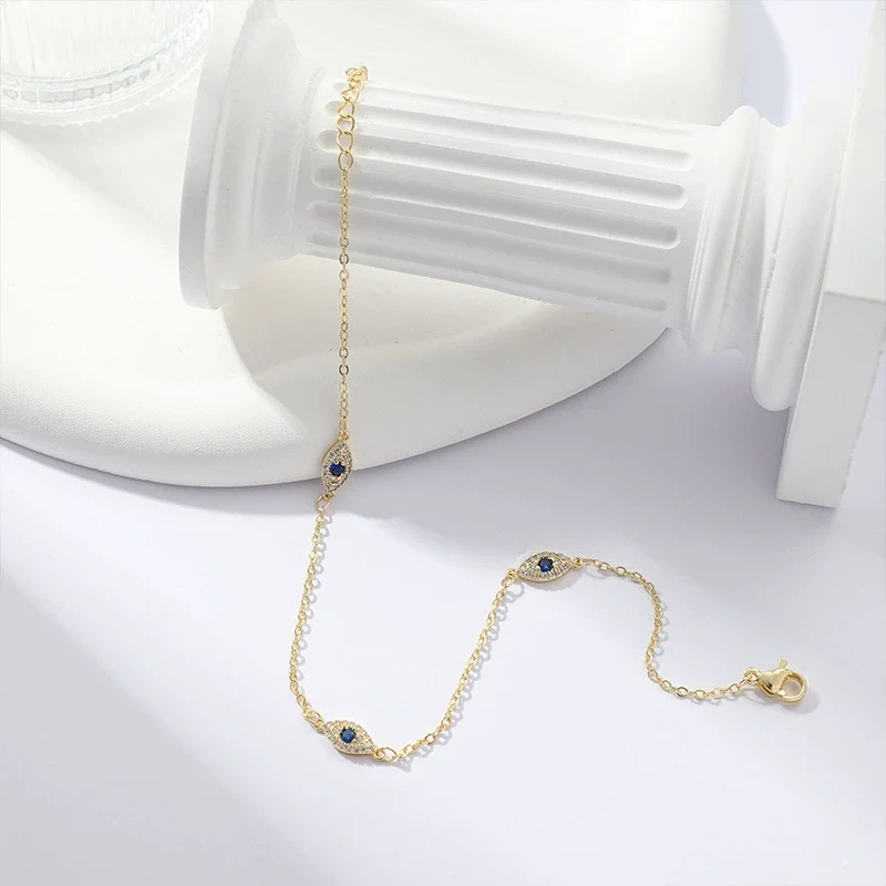 Wholesale Bohemian Style Geometric Copper Gold Plated Zircon Anklet For Women - Image 4
