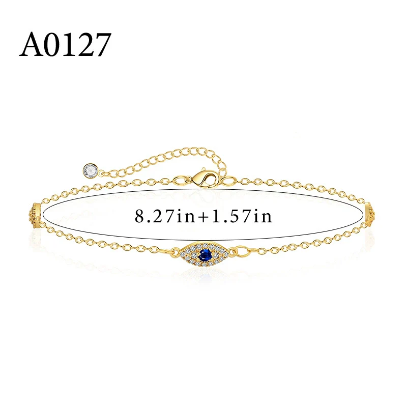 Wholesale Bohemian Style Geometric Copper Gold Plated Zircon Anklet For Women - Image 6