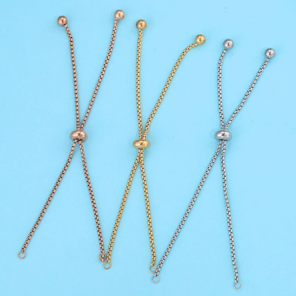 Wholesale Bolo Bracelet Stainless Steel Square Pearl Chain Electroplated