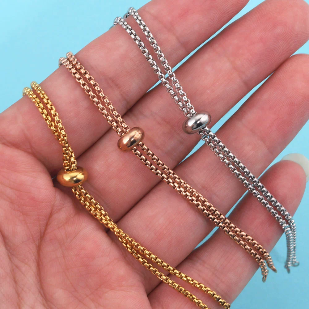Wholesale Bolo Bracelet Stainless Steel Square Pearl Chain Electroplated - Image 4