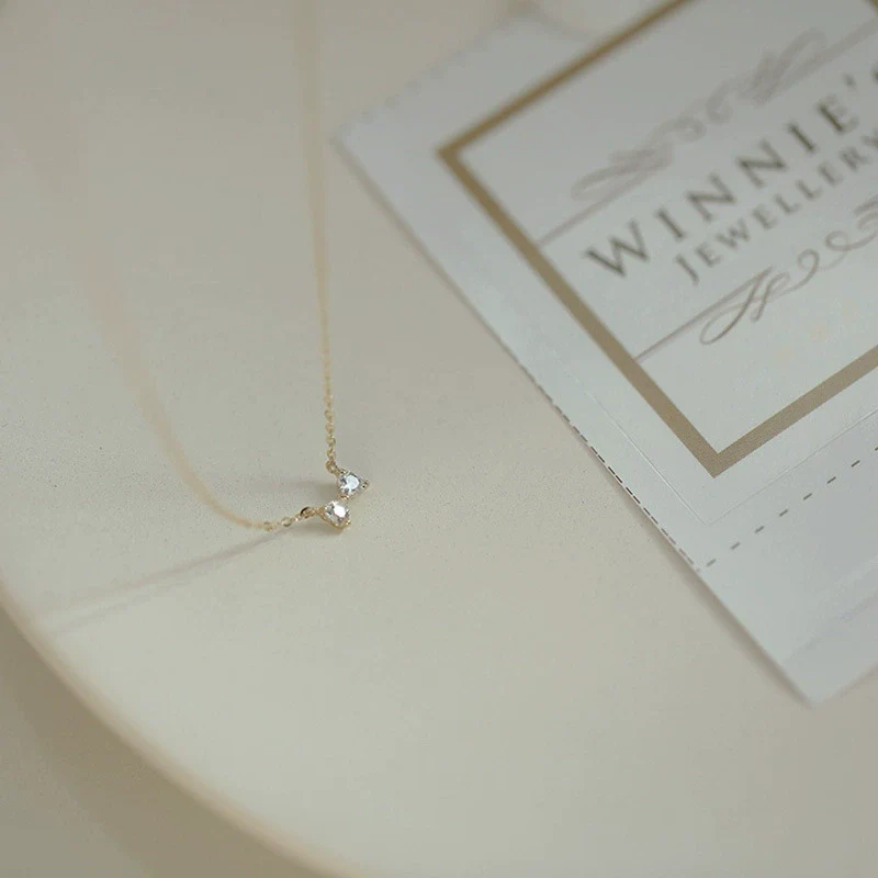 Wholesale Bow Heartshaped S925 Sterling Silver Necklace With Diamond Design - Image 3