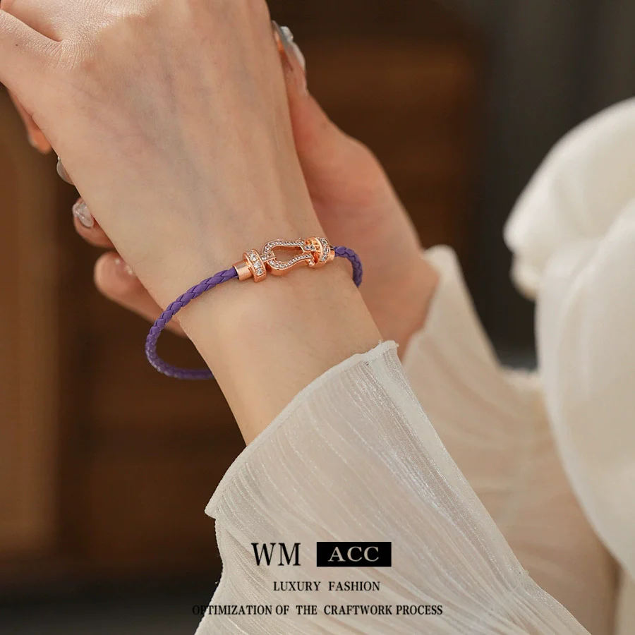 Wholesale Bracelet Artificial Leather Geometric Zirconia Horseshoe Buckle Retro Highend Fashion - Image 2