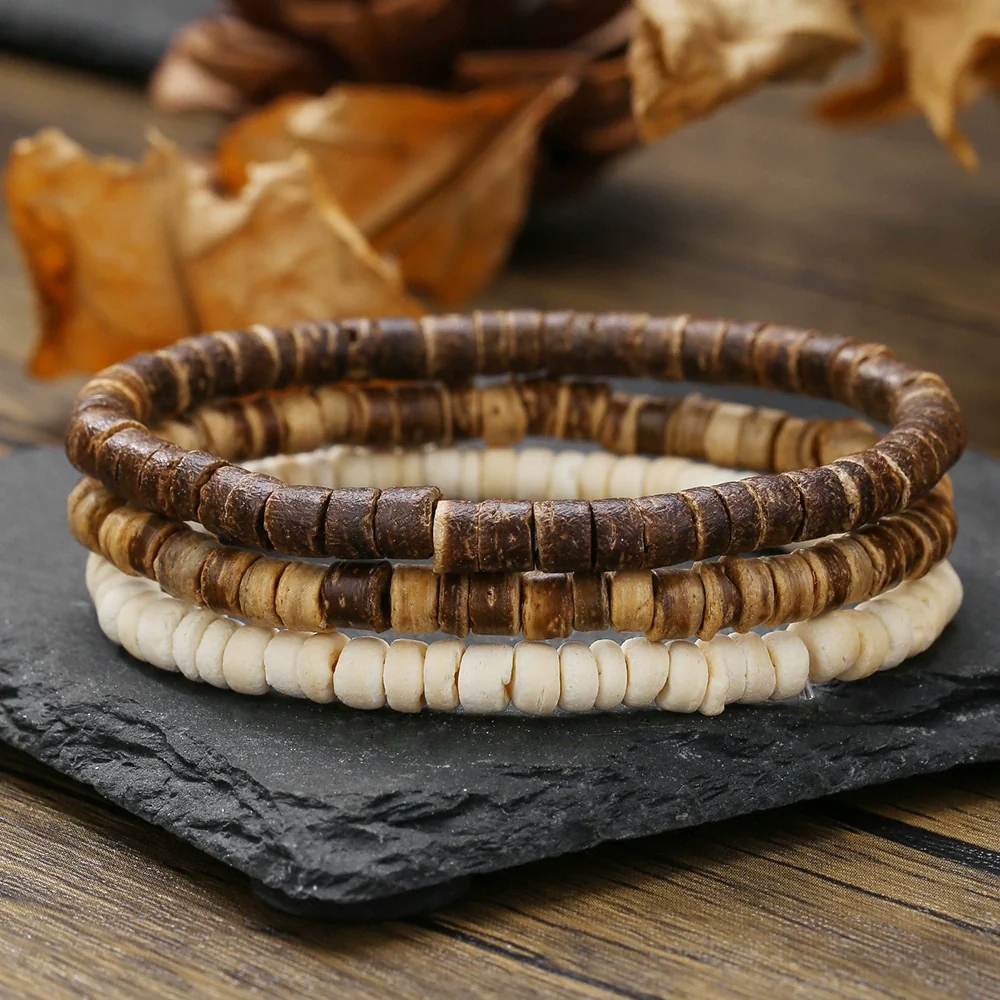 Wholesale Bracelet Coconut Shell And Wood Beaded Geometric Handmade Unisex Jewelry - Image 2