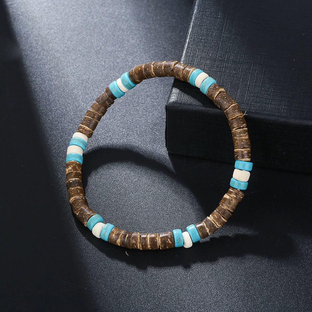 Wholesale Bracelet Coconut Shell Wood Slice Turquoise Geometric Handmade - Image 7