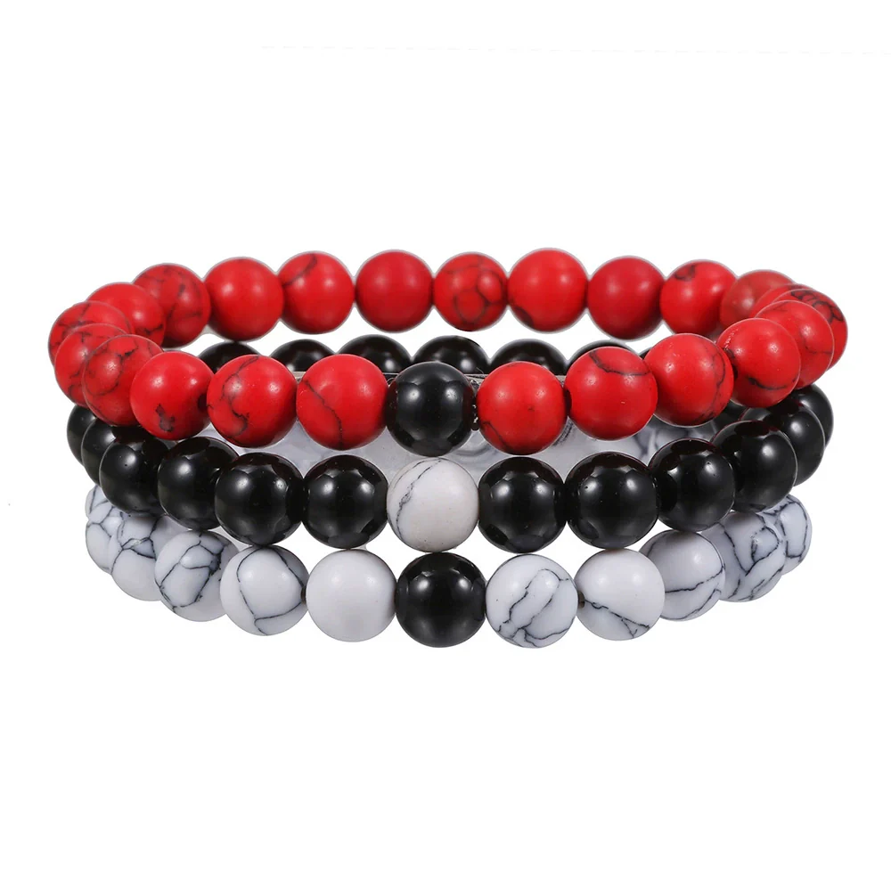 Wholesale Bracelet Set Volcanic Stone Black Matte Wood Bead Black Gallstone Geometric Handmade Unisex Hiphop Style - Image 8