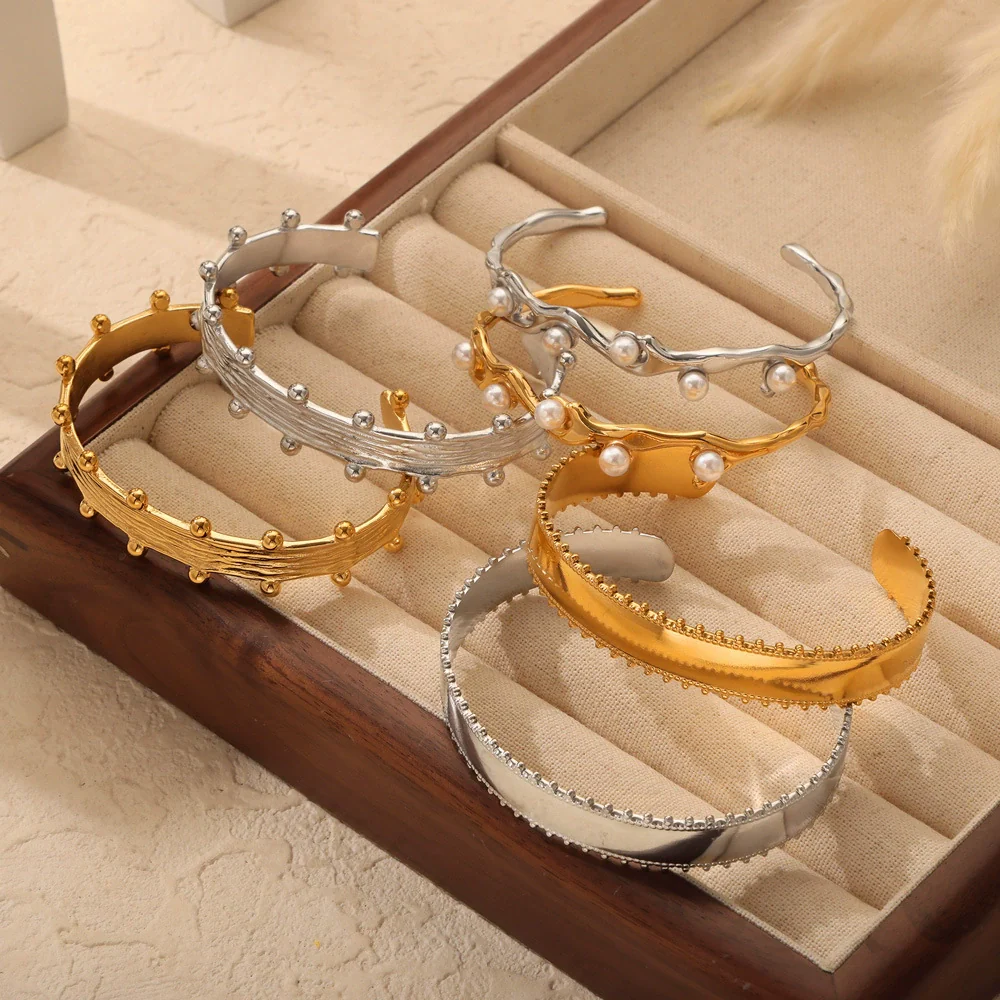Wholesale Bracelet Titanium Steel Shell Beads Czech Diamond Geometric Electroplated For Female