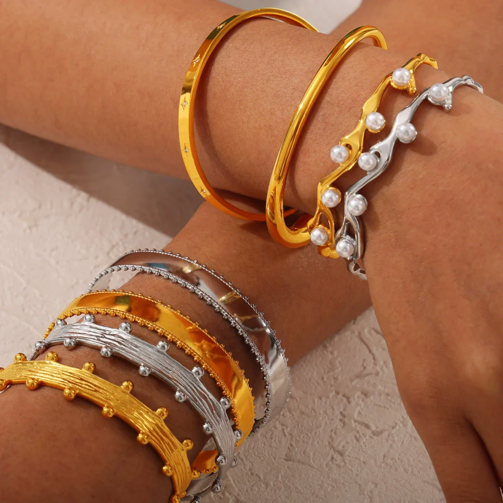 Wholesale Bracelet Titanium Steel Shell Beads Czech Diamond Geometric Electroplated For Female - Image 2