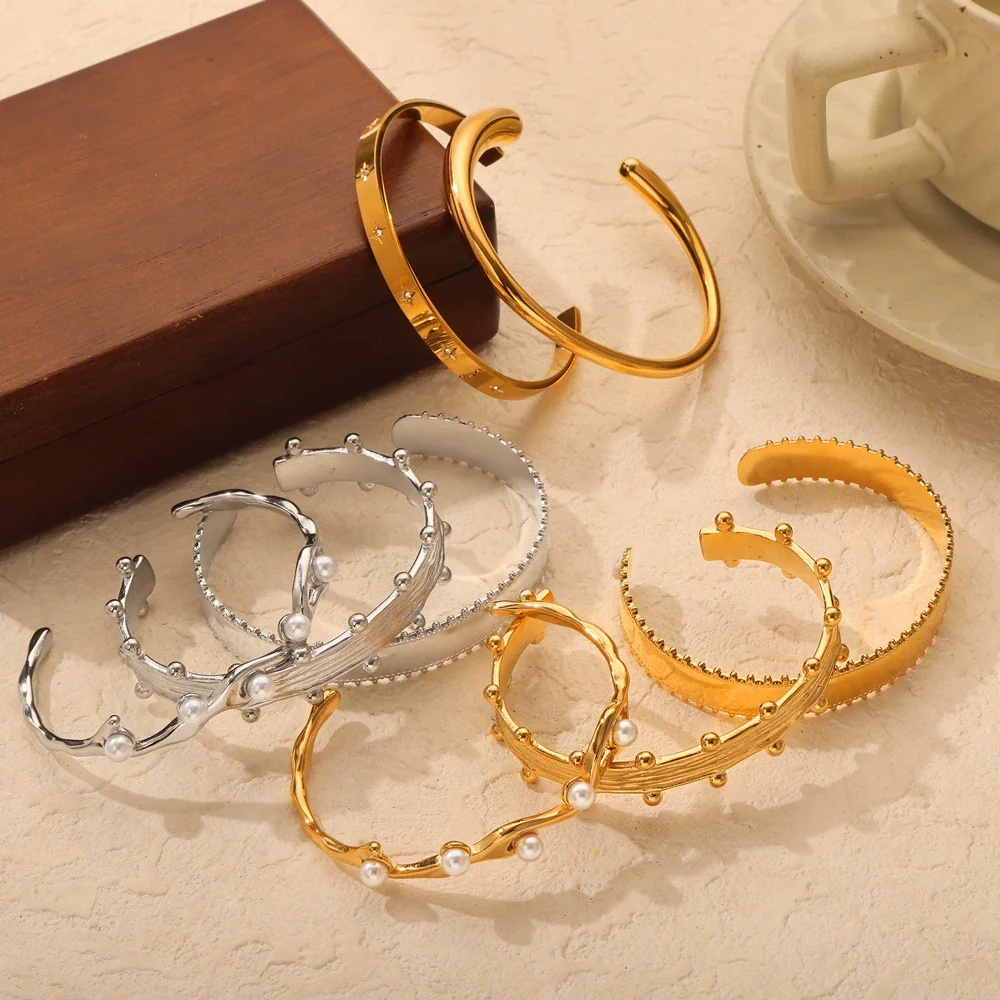 Wholesale Bracelet Titanium Steel Shell Beads Czech Diamond Geometric Electroplated For Female - Image 3