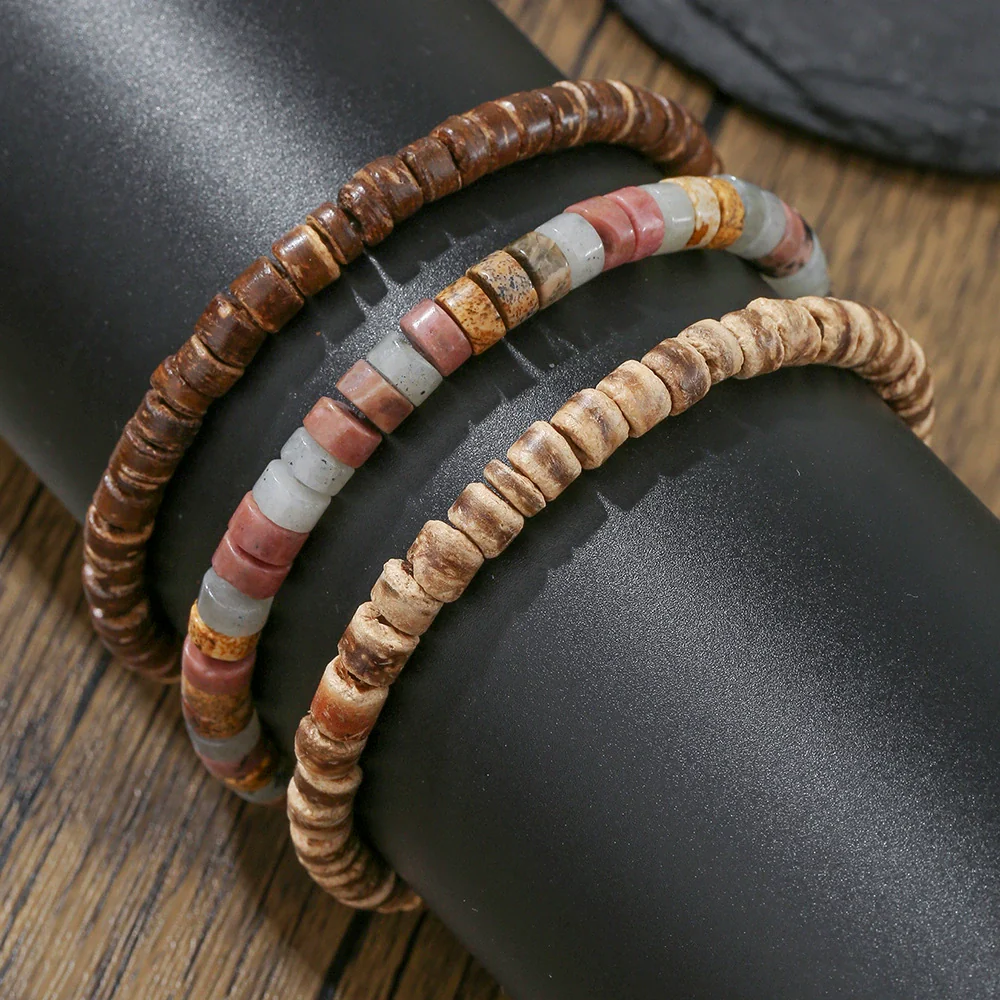 Wholesale Bracelet Wooden Beaded Natural Stone Geometric Handmade Unisex - Image 2