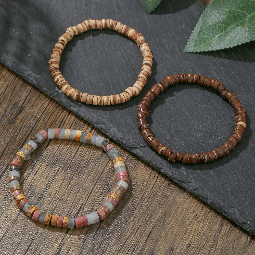Wholesale Bracelet Wooden Beaded Natural Stone Geometric Handmade Unisex - Image 3