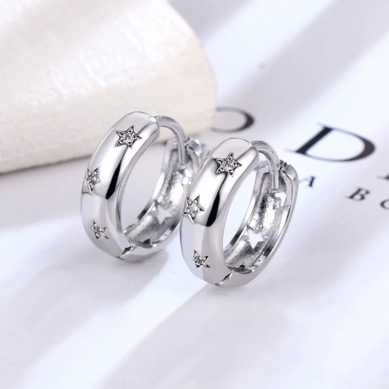 Wholesale Brass Star Hollow Earrings For Women Fashion Electroplated - Image 3