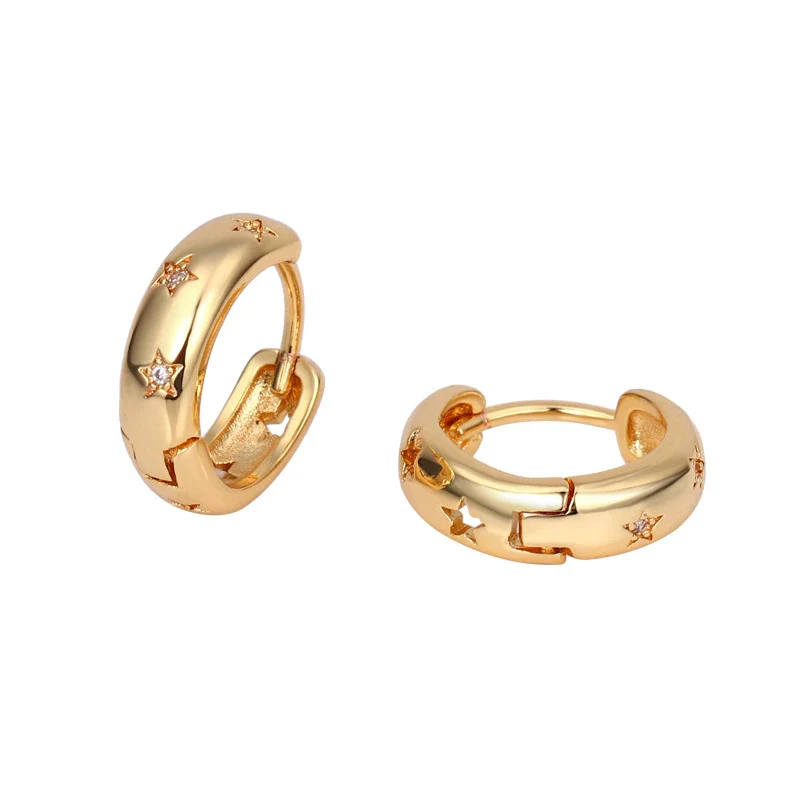 Wholesale Brass Star Hollow Earrings For Women Fashion Electroplated - Image 5