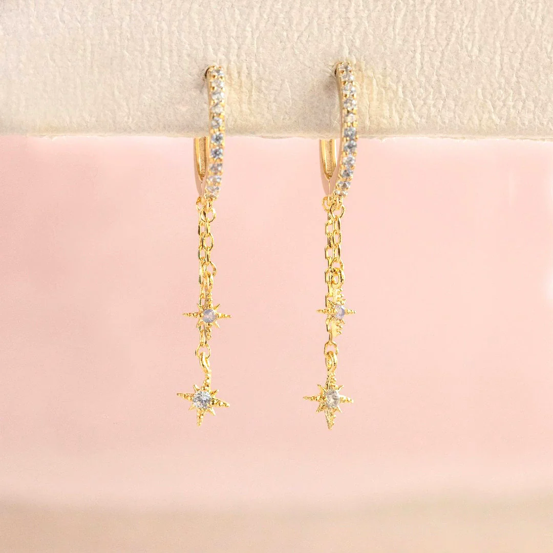 Wholesale Brass Star Zircon Plated Earrings - Image 2