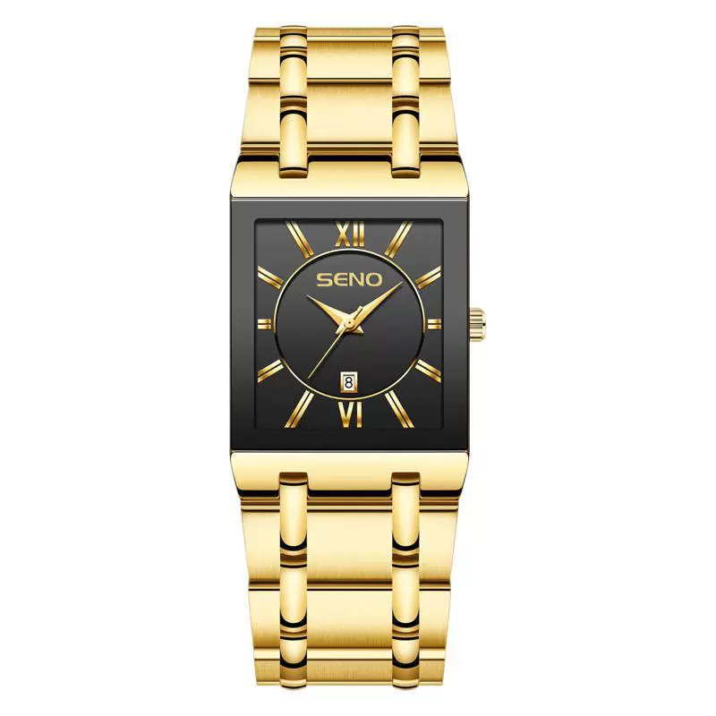 Wholesale Business Quartz Waterproof Square Men's Watch With Alloy Case And Strap Mineral Reinforced Glass Mirror Stainless Steel Single Folding Buckle And Printed Logo - Image 4