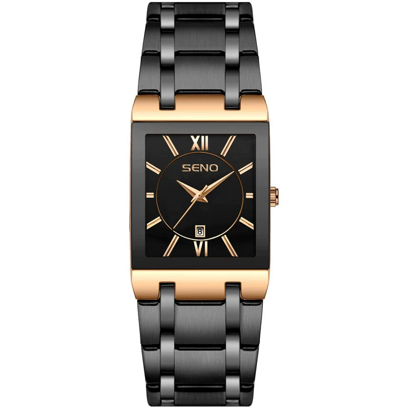 Wholesale Business Quartz Waterproof Square Men's Watch With Alloy Case And Strap Mineral Reinforced Glass Mirror Stainless Steel Single Folding Buckle And Printed Logo - Image 5