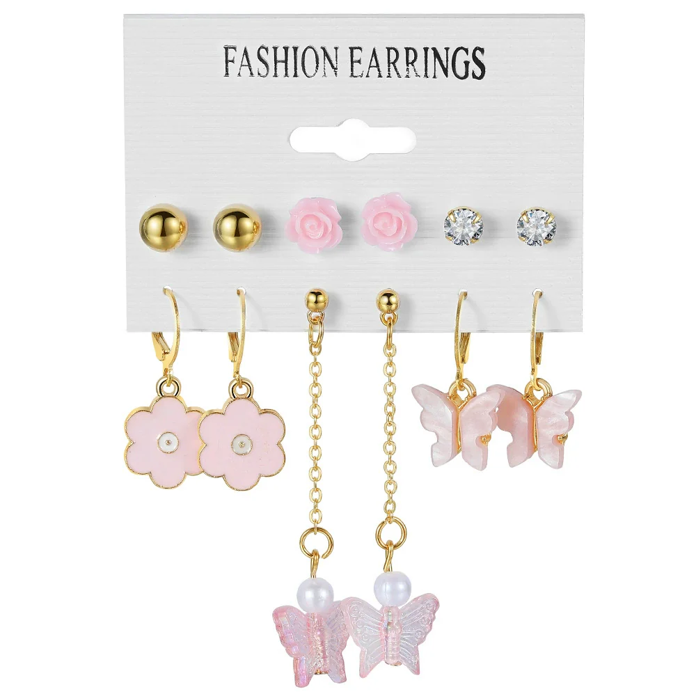 Wholesale Butterfly Earrings Set Mixed Material Alloy Geometric Design - Image 5