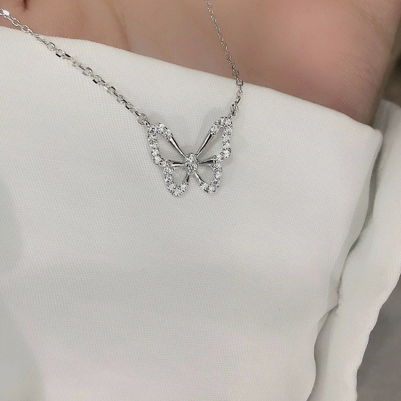 Wholesale Butterfly Ochain Necklace 925 Sterling Silver Diamond Plated Bow Light Luxury Animal Style For Women - Image 4