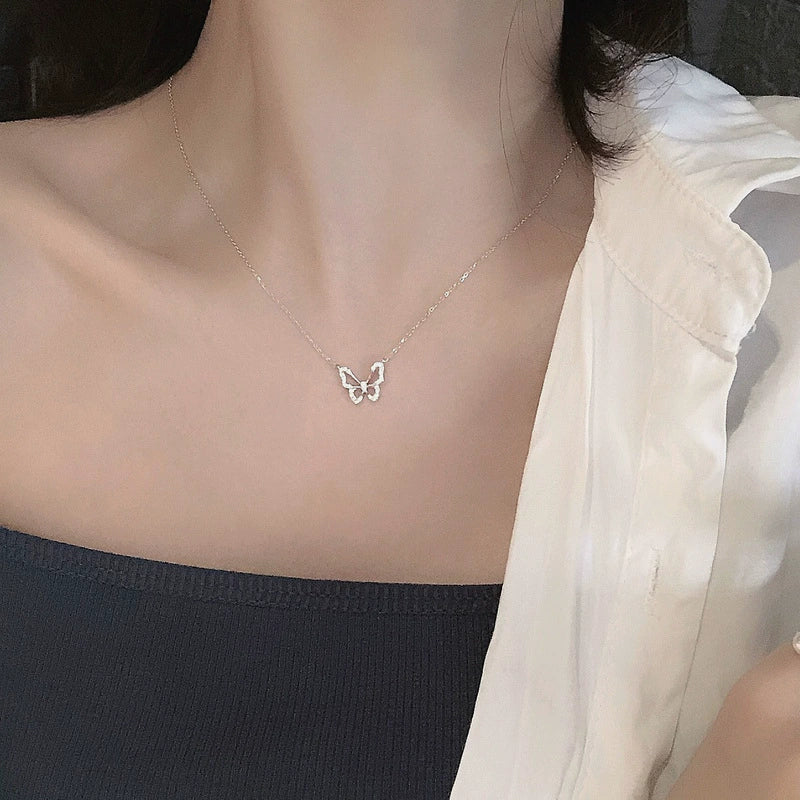 Wholesale Butterfly Ochain Necklace 925 Sterling Silver Diamond Plated Bow Light Luxury Animal Style For Women - Image 6