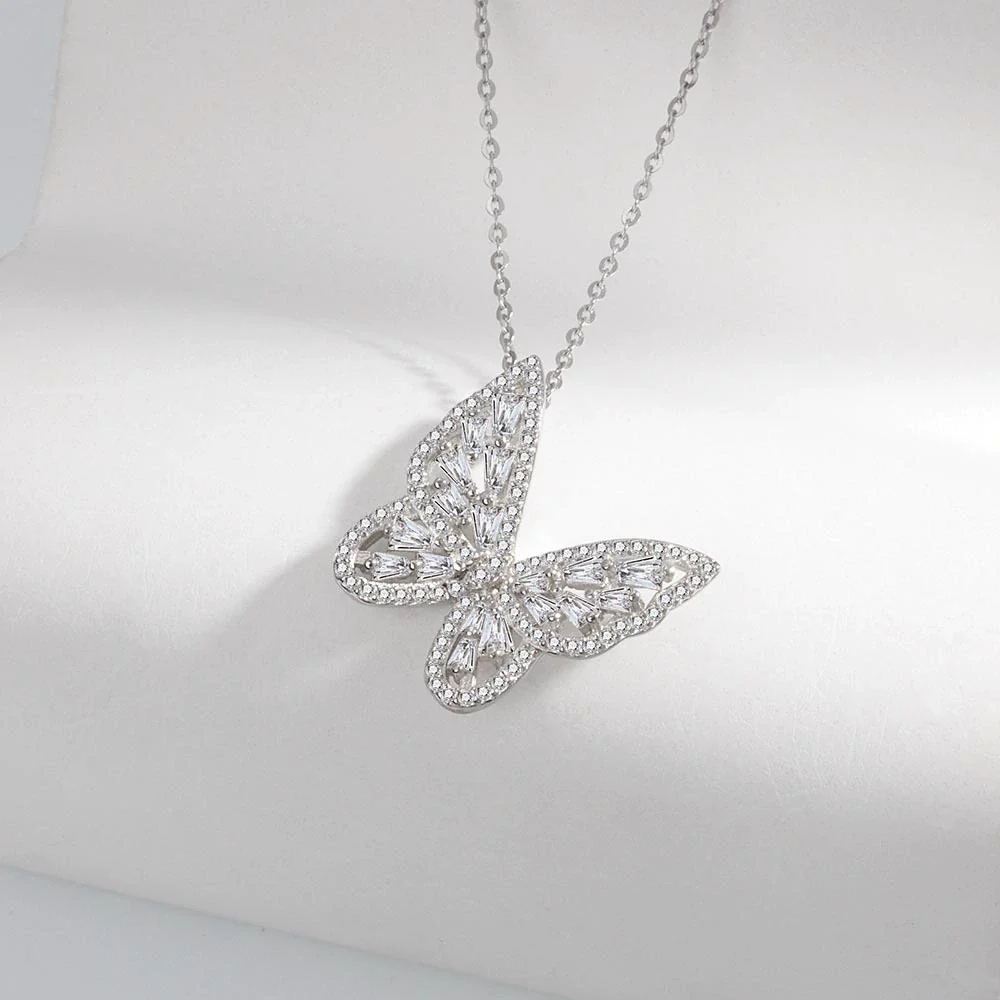 Wholesale Butterfly Sterling Silver 925 Elegant Geometric Electroplated Necklace Clavicle Chain For Female - Image 4