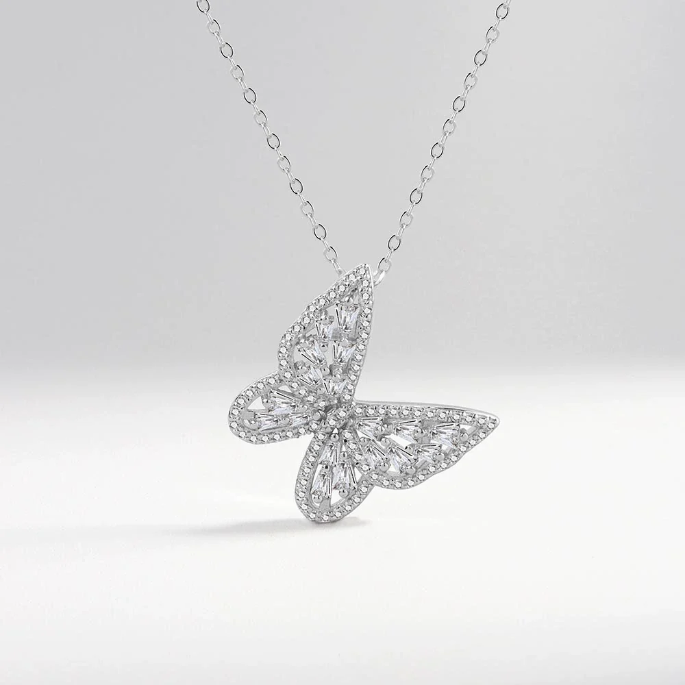 Wholesale Butterfly Sterling Silver 925 Elegant Geometric Electroplated Necklace Clavicle Chain For Female - Image 6