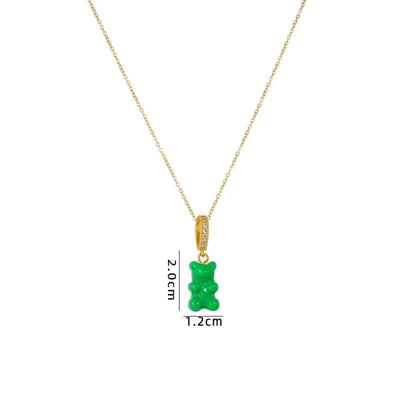 Wholesale Candy Bear Necklace Mixed Gem Inlay Copper Electroplated Sweet Animal Zodiac Style Unisex Cross Chain Accessory - Image 11