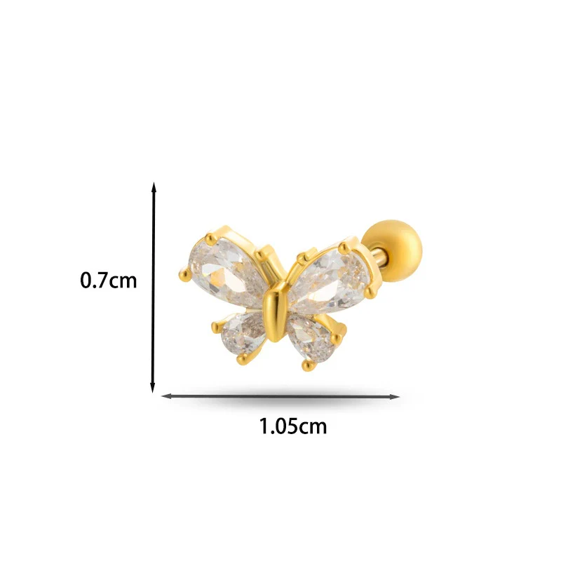 Wholesale Cartilage Puncture Ear Bone Nail Fashion Allmatch Copper Zirconium Bow Stainless Steel Rod For Women - Image 13