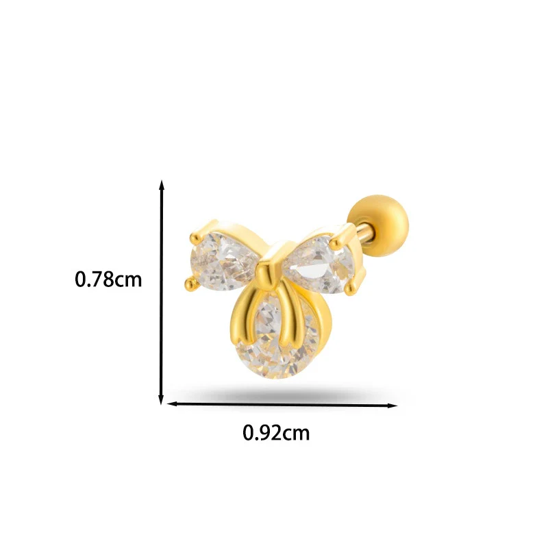 Wholesale Cartilage Puncture Ear Bone Nail Fashion Allmatch Copper Zirconium Bow Stainless Steel Rod For Women - Image 14
