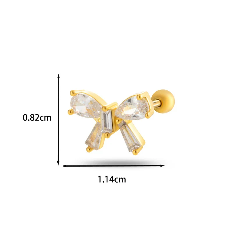 Wholesale Cartilage Puncture Ear Bone Nail Fashion Allmatch Copper Zirconium Bow Stainless Steel Rod For Women - Image 15
