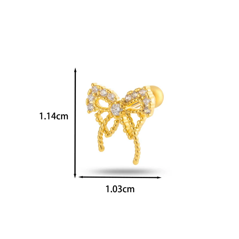 Wholesale Cartilage Puncture Ear Bone Nail Fashion Allmatch Copper Zirconium Bow Stainless Steel Rod For Women - Image 16