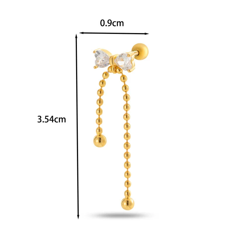 Wholesale Cartilage Puncture Ear Bone Nail Fashion Allmatch Copper Zirconium Bow Stainless Steel Rod For Women - Image 17