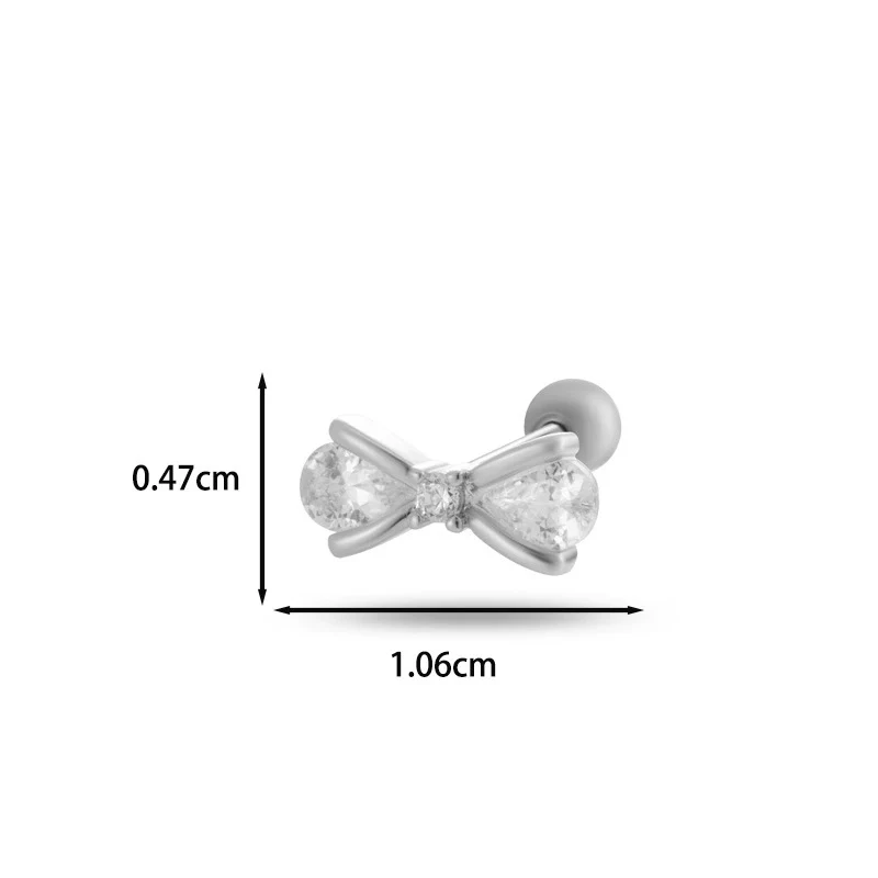 Wholesale Cartilage Puncture Ear Bone Nail Fashion Allmatch Copper Zirconium Bow Stainless Steel Rod For Women - Image 18