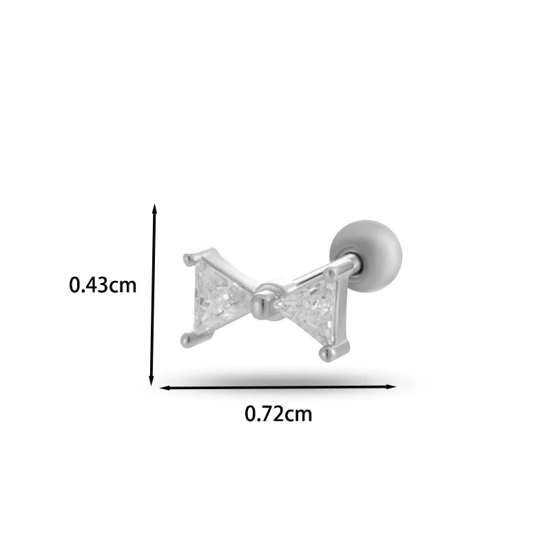 Wholesale Cartilage Puncture Ear Bone Nail Fashion Allmatch Copper Zirconium Bow Stainless Steel Rod For Women - Image 19