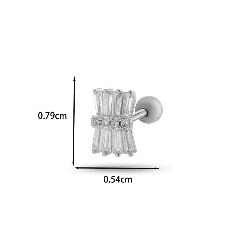 Wholesale Cartilage Puncture Ear Bone Nail Fashion Allmatch Copper Zirconium Bow Stainless Steel Rod For Women - Image 20