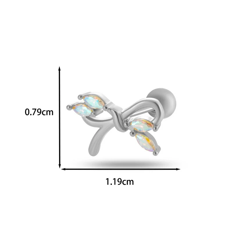 Wholesale Cartilage Puncture Ear Bone Nail Fashion Allmatch Copper Zirconium Bow Stainless Steel Rod For Women - Image 23
