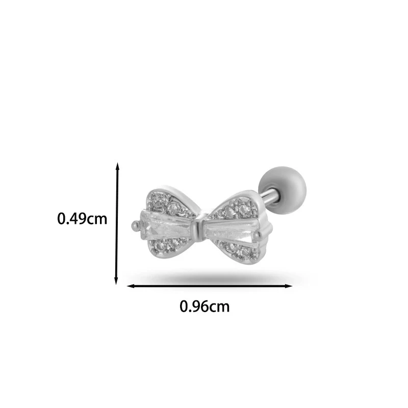 Wholesale Cartilage Puncture Ear Bone Nail Fashion Allmatch Copper Zirconium Bow Stainless Steel Rod For Women - Image 24