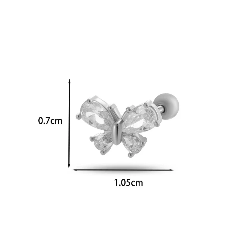 Wholesale Cartilage Puncture Ear Bone Nail Fashion Allmatch Copper Zirconium Bow Stainless Steel Rod For Women - Image 25