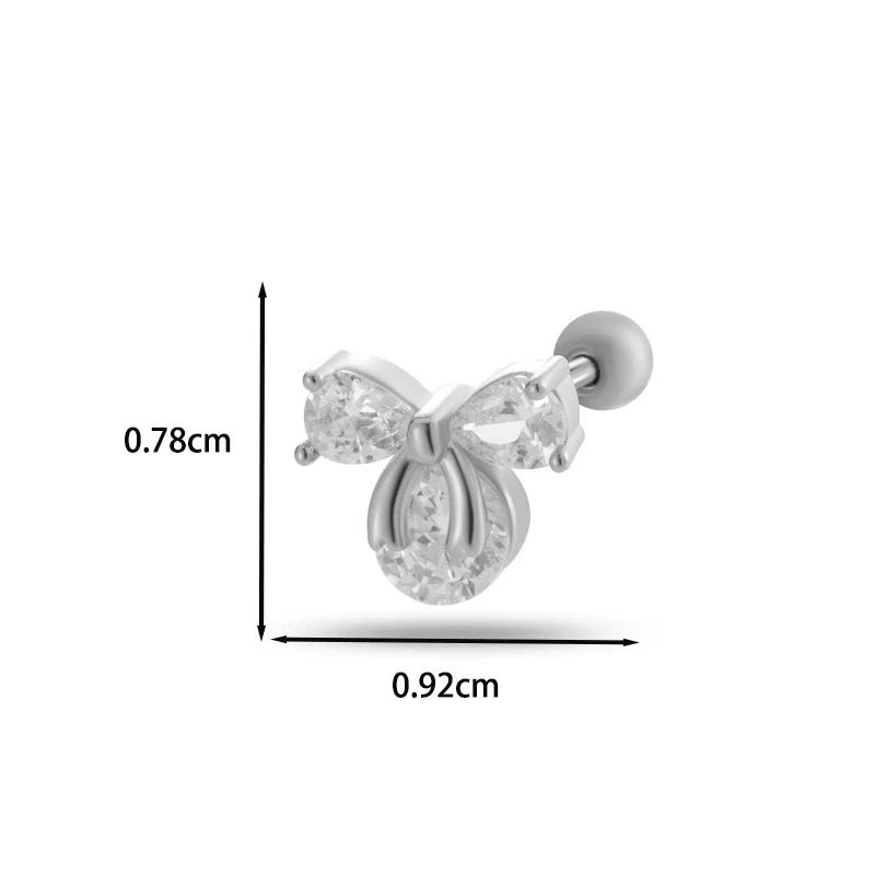 Wholesale Cartilage Puncture Ear Bone Nail Fashion Allmatch Copper Zirconium Bow Stainless Steel Rod For Women - Image 26