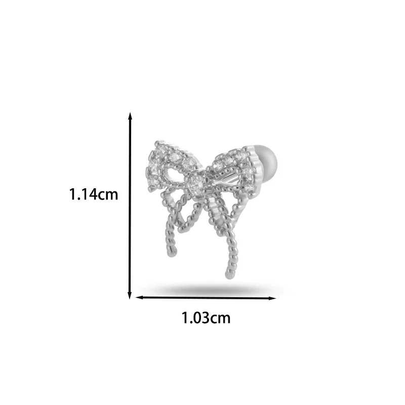 Wholesale Cartilage Puncture Ear Bone Nail Fashion Allmatch Copper Zirconium Bow Stainless Steel Rod For Women - Image 28