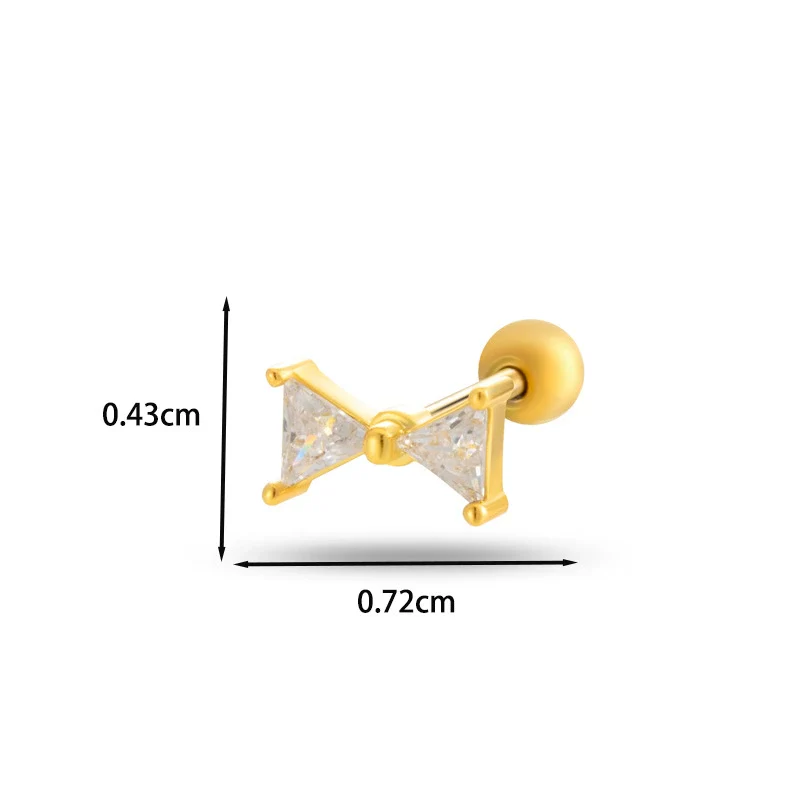 Wholesale Cartilage Puncture Ear Bone Nail Fashion Allmatch Copper Zirconium Bow Stainless Steel Rod For Women - Image 7