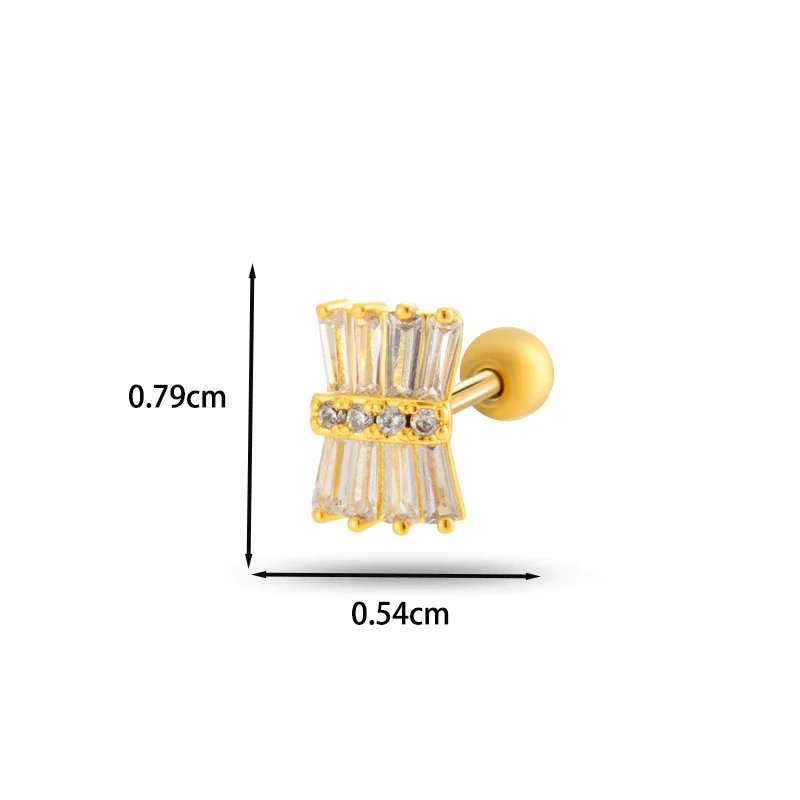 Wholesale Cartilage Puncture Ear Bone Nail Fashion Allmatch Copper Zirconium Bow Stainless Steel Rod For Women - Image 8