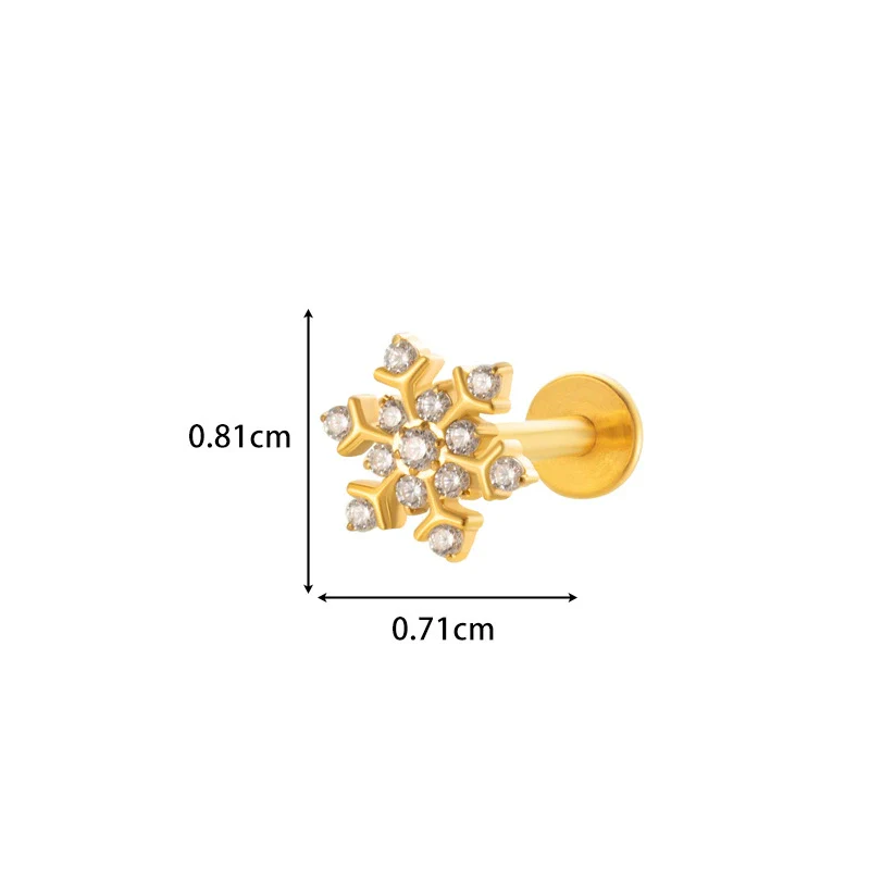 Wholesale Cartilage Puncture Ear Bone Nail Lip Nail Titanium Alloy Microinlaid Zircon Snowflake Flat Bottom Rod Internal Tooth With Flower Pattern Electroplated For Women - Image 12