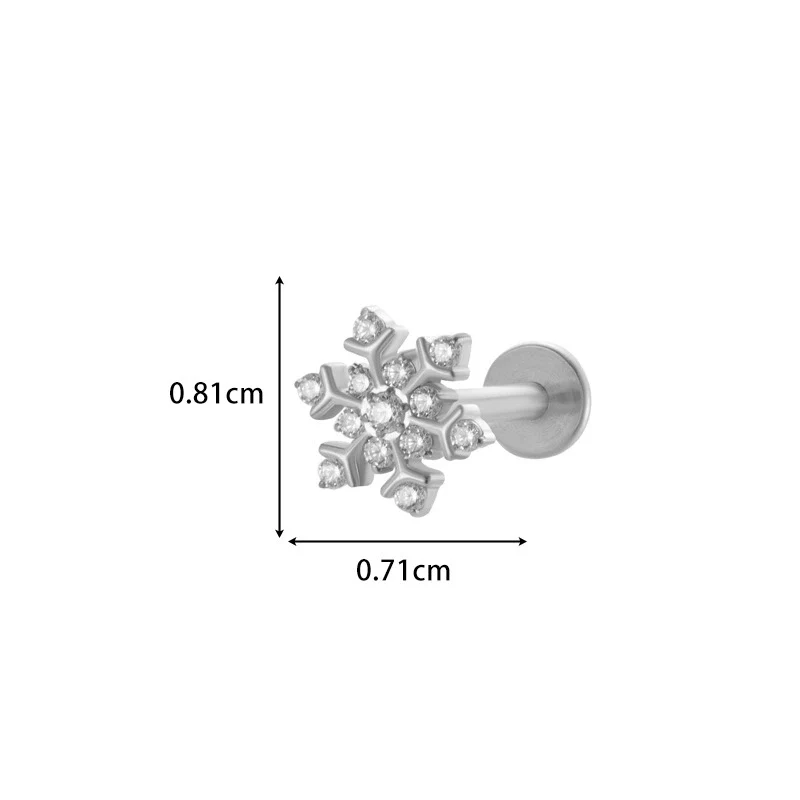 Wholesale Cartilage Puncture Ear Bone Nail Lip Nail Titanium Alloy Microinlaid Zircon Snowflake Flat Bottom Rod Internal Tooth With Flower Pattern Electroplated For Women - Image 20