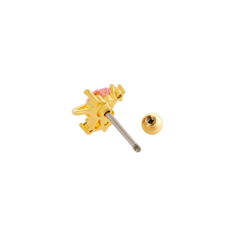 Wholesale Cartilage Puncture Ear Bone Nail Stainless Steel And Copper Inlaid With Zircon Heart Pattern Electroplated Sweet Girly Princess Style - Image 5