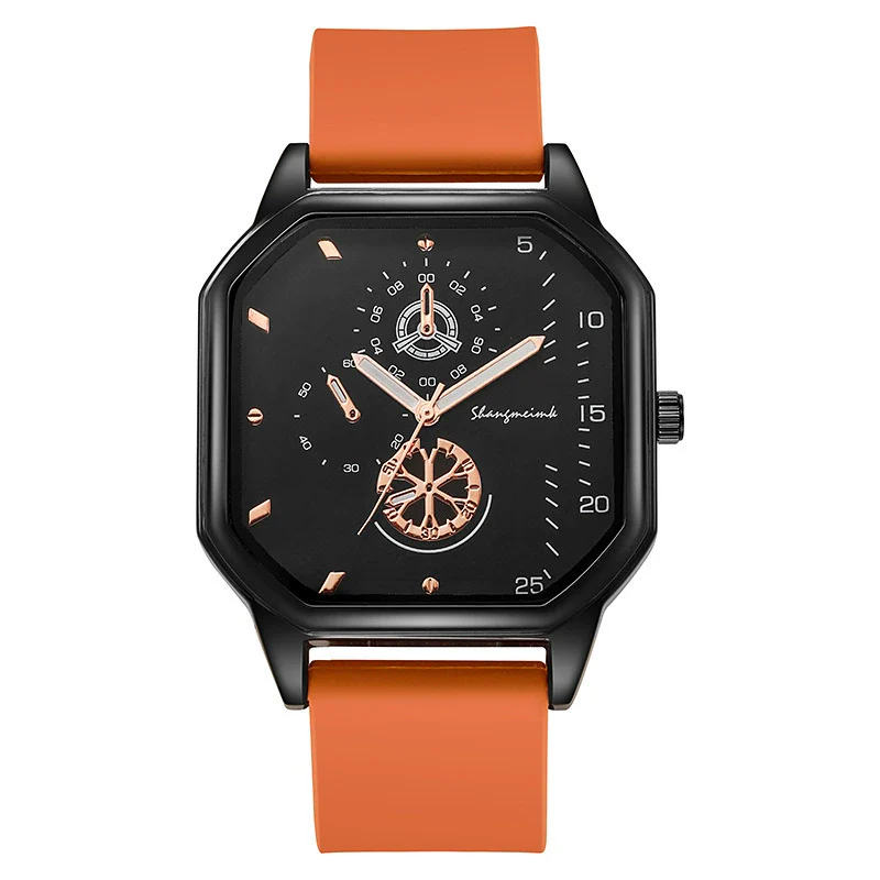 Wholesale Casual Men's Sports Quartz Watch With Double Layer Square Alloy Case And Pu Strap - Image 10